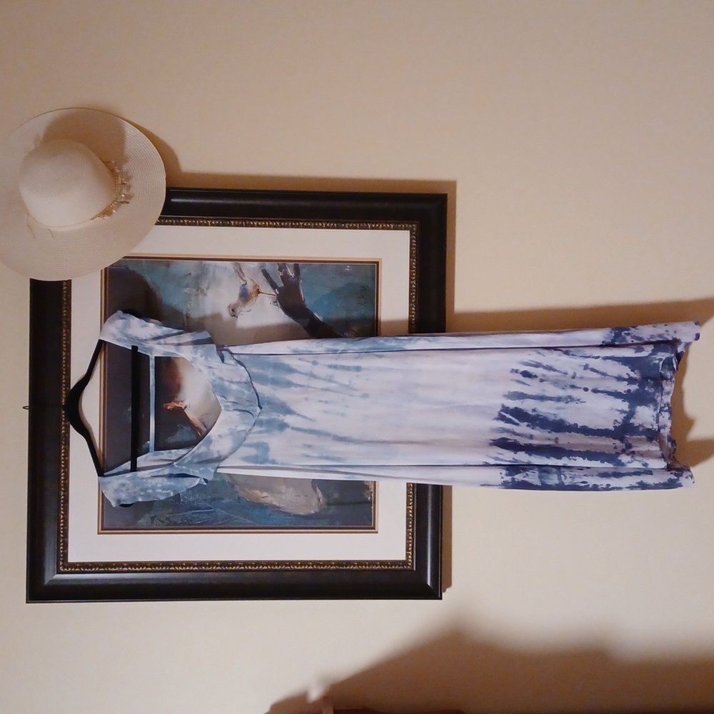 Long blue tie dye dress